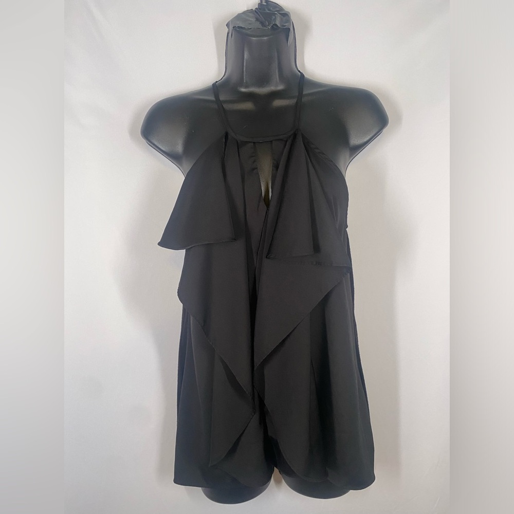 Jennifer Lopez Black Ruffled Halter Neck Top Size Small